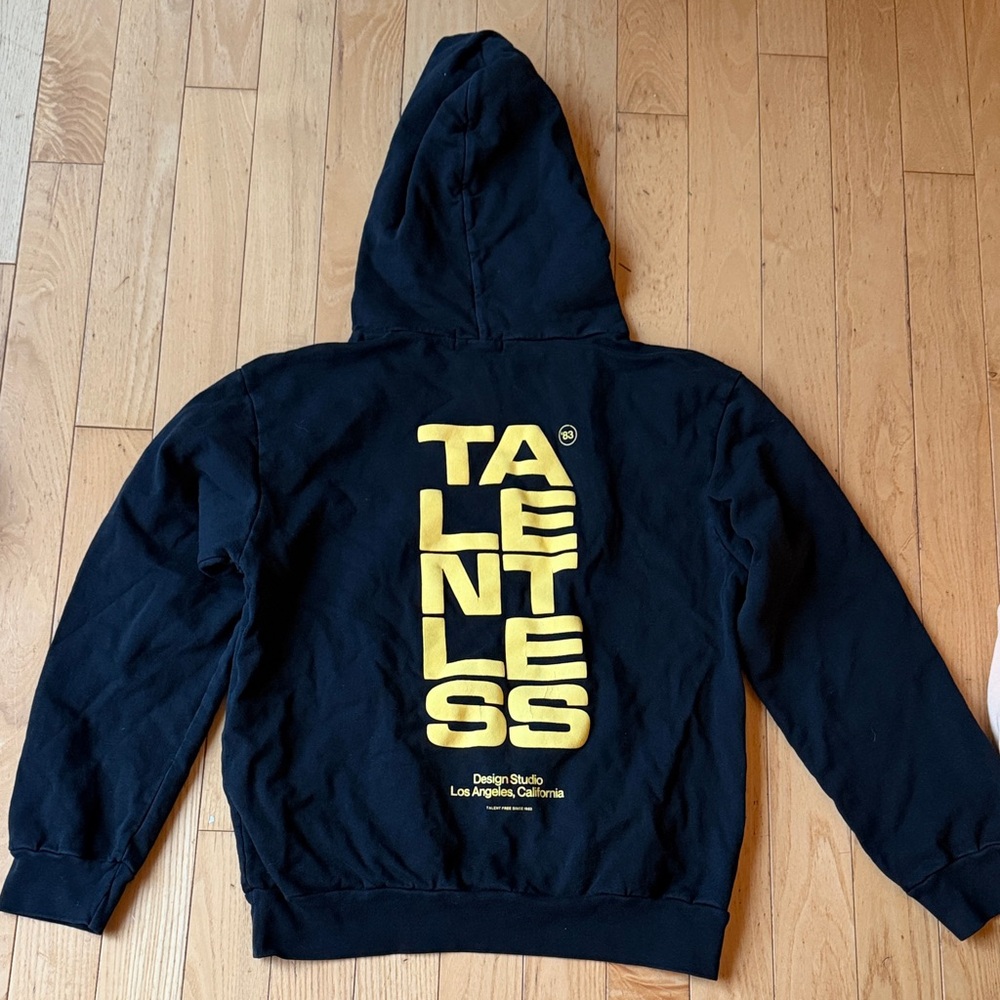 TALENTLESS Black Hoodie with Yellow Logo